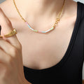 Pastel Bead and Faux Pearl Gold Ball Chain Choker Necklace view 6