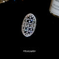 Silver Oval Lattice Crystal Openwork Adjustable Ring view 4