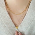 Double Layer Paperclip Heart Zircon Pendant Necklace Steel view 1