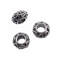 Textured Large Hole Rondelle Bead in Antique Silver Metal view 3