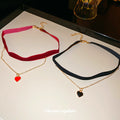 Black Velvet Choker with Red Heart Pendant Jewelry Accessory view 2