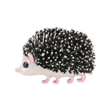 Black Crystal Hedgehog Brooch for Jackets Scarves and Coats