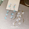 Delicate Floral Vine Drop Earrings in Blue and White Colorways view 4