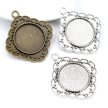 Square Scalloped Pendant Bezel Settings in Two Finishes