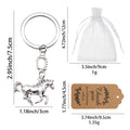 Silver Running Horse Horseshoe Charm Metal Keychain view 2