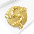 Round Letter S Brooch in Polished Metal for Jackets and Scarves view 2