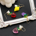 Eight-Style Strawberry Lemon Pear Grape and Peach Dangle Earring Collection view 4