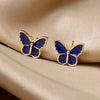 Navy Butterfly Studs