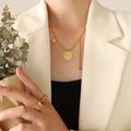 Gold Ball Chain Necklace Good Luck Disc Star Y Drop view 6