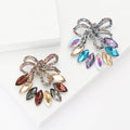 Rhinestone Bow Brooch Marquise Glass Crystal Fan Pin view 1