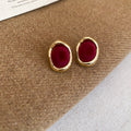 Red Velvet Geometric Stud Earrings in Seven Shapes view 8