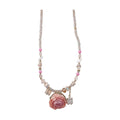 Pink Beaded Chain Necklace With a Preserved Rose Pendant view 5