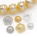 Dotted Bowl and Open Flower Metal Bead Caps Jewelry Findings view 2