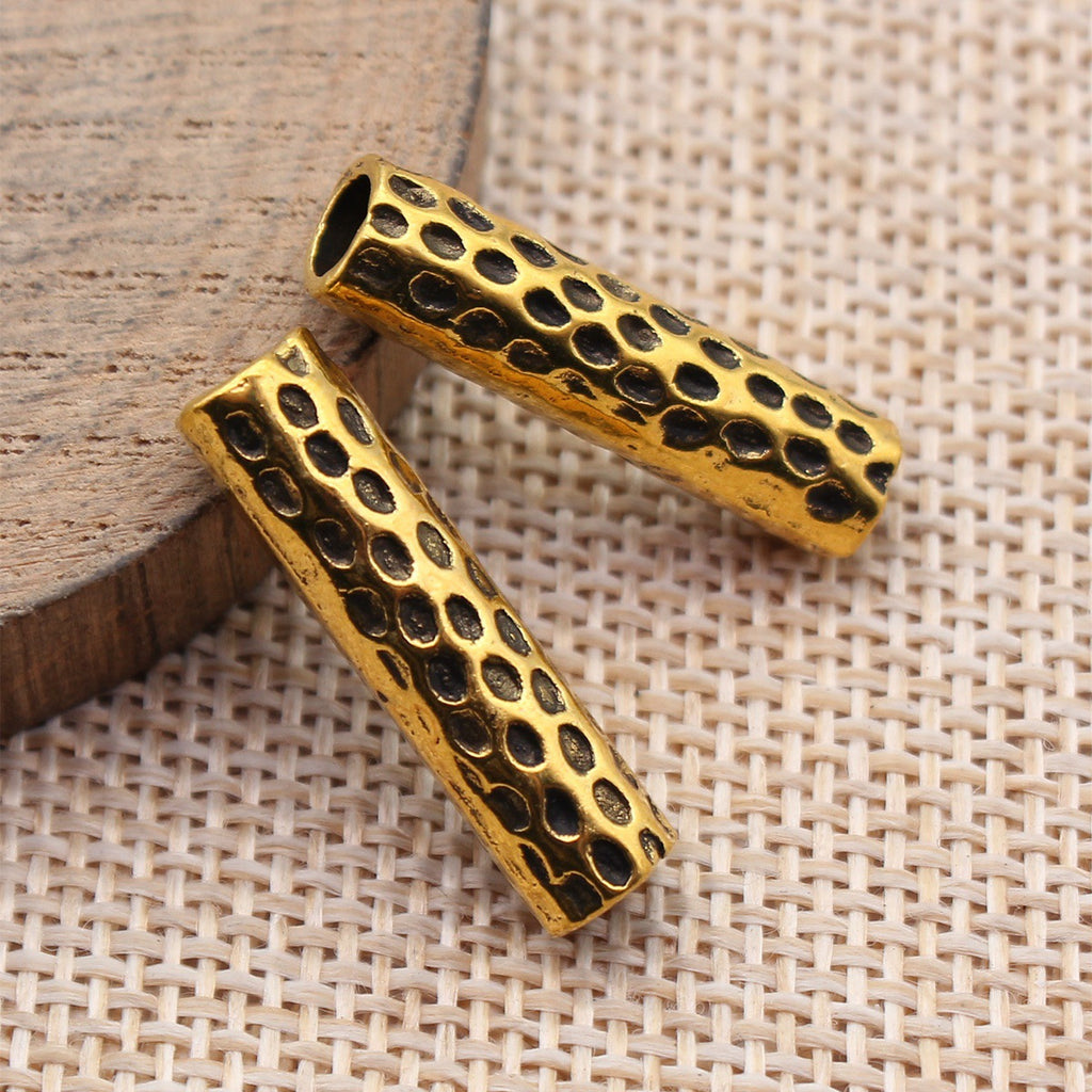 25x6.4x6mm 2.1g Multicolor Zinc Alloy Irregular Texture Tube Spacer Beads for Dreadlock Hair Jewelry