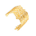 Titanium Steel Wide Open Cuff Bracelet Cutout Flower Leaf view 5