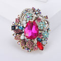 Large Teardrop Crystal Floral Cluster Brooch in Four Palettes view 8