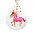 Crystal Thousand Mile Horse Keychains with Pompoms and Plain Options view 5