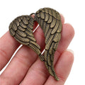 Large Folded Angel Wing Pendant in Antique Bronze Finish view 5