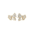 Crystal Bow Stud Earrings in Silver and Gold with Polished Metal Details view 5