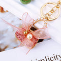 Bow Pearl Snow Handbag Keychains in Four Colors with Plain and Fortune Loops view 4