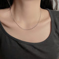 Silver Fine Box Chain Choker Necklace Minimal Metal Chain view 3