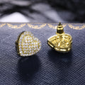 Gold and Silver Tone Pave Clear Heart Stud Earrings view 3