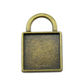 Antique Bronze Square Padlock Cabochon Pendant Tray view 2