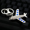 Jeweled Fighter Jet Keychains in Gold and Silver with Braided Loop Options view 3