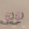 Pink Baguette Hoops