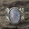 Opalescent Oval Filigree Ring In Antiqued Silver Tone view 2