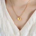 Gold Snake Chain Good Luck Disc Pendant Necklace Style view 6