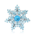 CZ Snowflake Brooch Baguette Stones Silver Gold Blue view 5