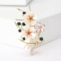 White Blossom Branch Brooch With Pearl in Blue or Pink Palette view 7
