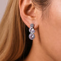 Three Stone Drop Earrings Round Pear Clear Zircon Gold Steel view 4