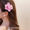 Pink White Ombre Flower Pearl Duckbill Hair Side Clip view 3