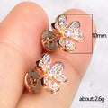 Rose Gold Five Petal Flower Clear Pave Stud Earrings view 5