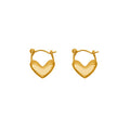 Gold Tone Solid Heart Huggie Hoop Metal Earrings Pair view 5