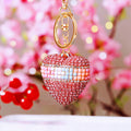 Geometric Crystal Heart Keychains with Matching Jeweled Wrist Straps view 8