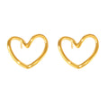Gold Open Heart Outline Stud Earrings Polished Finish view 5