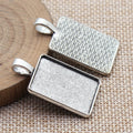 Mixed Finish Metal Rectangular Pendant Bezel Tray For Jewelry Making view 2