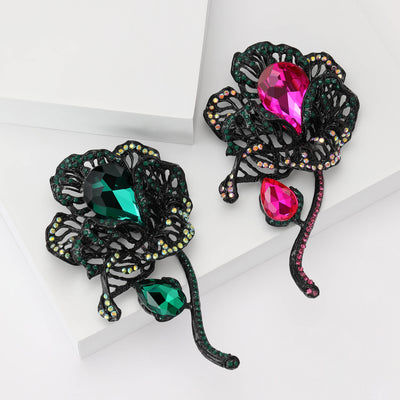 Large Crystal Rose Brooch shown alone on a light background