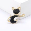 Enamel Cat Brooch Gold Tone Cabochon Head Accent Pin view 6