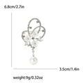 Double Heart Floral Brooch With Shell Flowers and Pearl Drop view 7