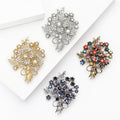 Rhinestone Flower Bouquet Brooch Silver Gold Multicolor view 3