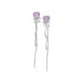 Purple Butterfly and Heart Chain Drop Stud Earrings view 5