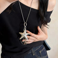 Silver Starfish Pendant Necklace Flower Heart Cord Charms view 3