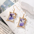 Gold Tone Pressed Flower Resin Drop Earrings 7 Shapes view 3