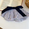 Striped Fabric Fan Scrunchies and Navy Bow Hair Clips view 8
