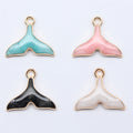 Enamel Whale Tail Charms in Four Colors with Gold Tone Edges view 2