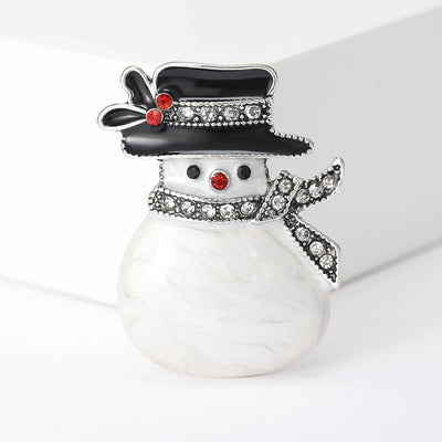 White Shell Look Snowman Brooch shown against a white display background